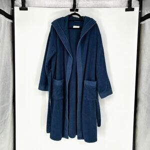 Seyante Women's Blue 100% Turkish Cotton Terry Hooded Robe - Size XL